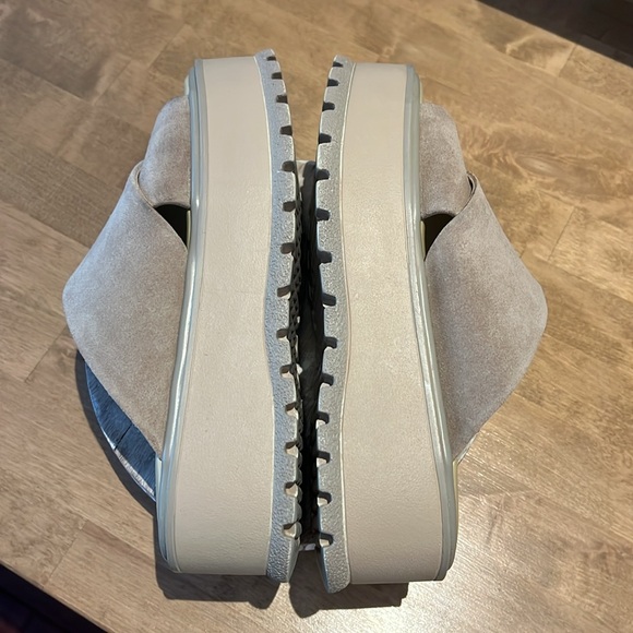 Women's Beige Suede Slide Sandals - Picture 6 of 10